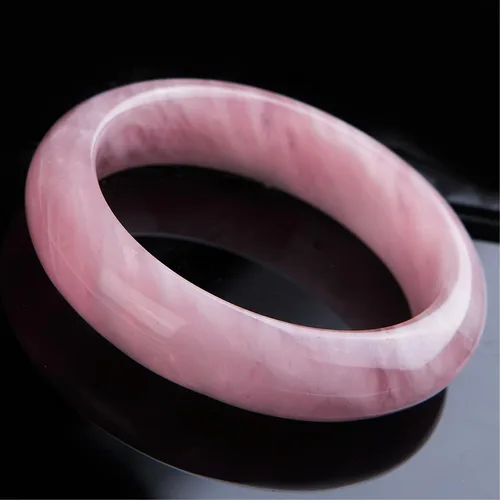 Vista 2 de Pulsera de joyería de cuarzo rosa natural, pulsera de piedras preciosas, diámetro interior 2.283in