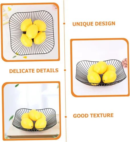 Vista 2 de Cesta de frutas de alambre para frutas, cuencos de dulces, cesta decorativa para aperitivos, cestas de almacenamiento de frutas, tazón de pan
