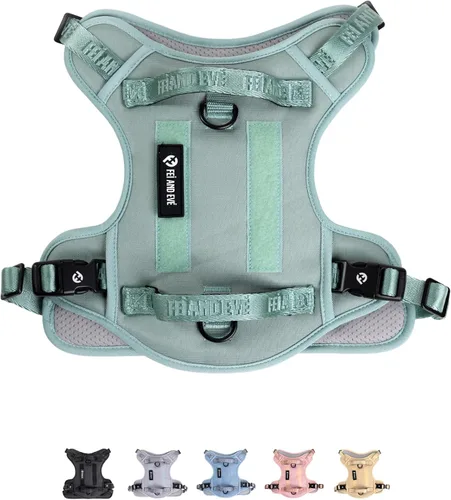 Vista 13 de Fei & Eve - Arnés para perro, sin tirones, nailon duradero, doble asa, panel táctico, pequeño (negro) 3-Point No-Pull Control, Dual Handle