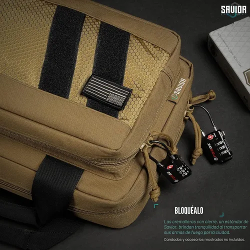 Vista 6 de Savior Equipment Specialist Series Tactical Double Scoped Handgun Firearm Case Pistol Bag For Outdoor Hunting Shooting Range, Lockable Compartment