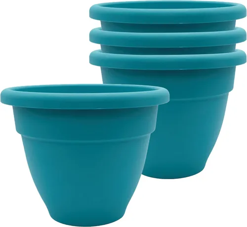 Vista 13 de The HC Companies, Caribbean - Maceta de plástico y ligera de 6 pulgadas para interiores y exteriores, maceta para hierbas y flores, color negro