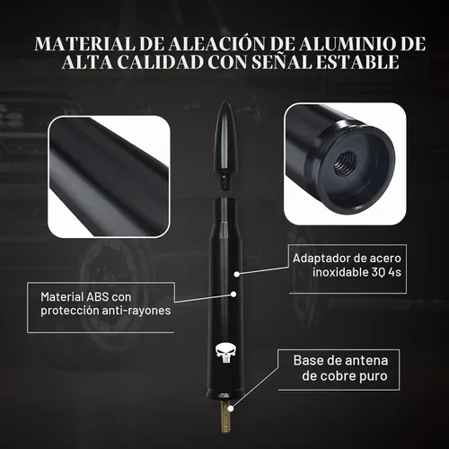 Vista 6 de Pack-1 - Antena tipo bala para automóvil, poste de antena de calavera de 5.4 pulgadas para GM Chevy Silverado 1500 2500 3500 HD Avalanche GMC Sierra