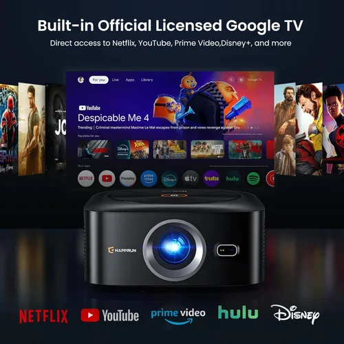 Vista 10 de Proyector HAPPRUN 1500 ANSI con licencia oficial de Google TV para Negro