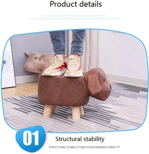 Vista 2 de Bonitos reposapiés de animales, reposapiés otomano con cojín acolchado suave y pies antideslizantes, puf para niños y adultos para dormitorio, sala