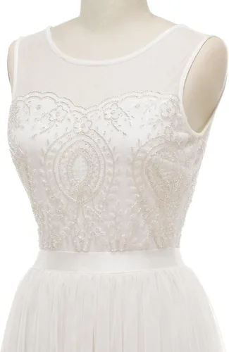 Vista 5 de Bridesmay Vestido corto de tul para mujer, vestido de fiesta de graduación, vestido de cóctel con lentejuelas y cuentas 2023 para fiesta de boda