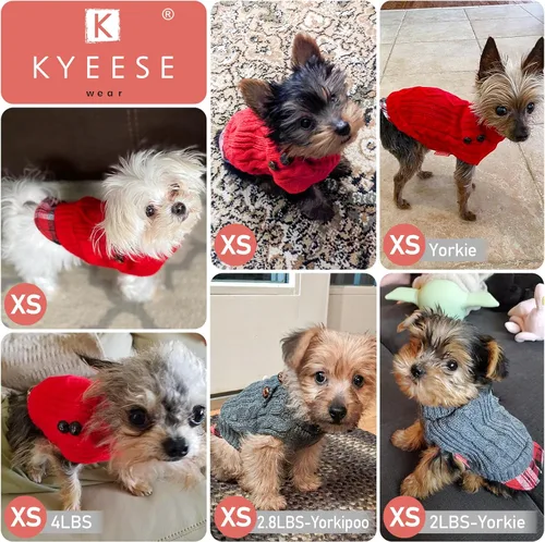 Vista 5 de KYEESE Suéter suave para perros pequeños, machos, abrigado, de cuello alto, ropa elástica de punto para gatos, abrigo cómodo para cachorros