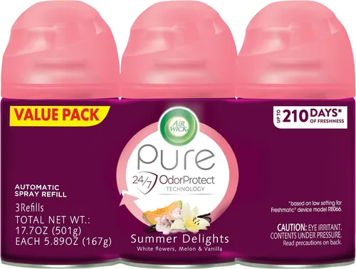 Vista 7 de Air Wick - repuestos en espray para ambientador automático, olor a agua fresca, 3 unidades, 5.89 onzas, aceites esenciales, neutraliza malos olores