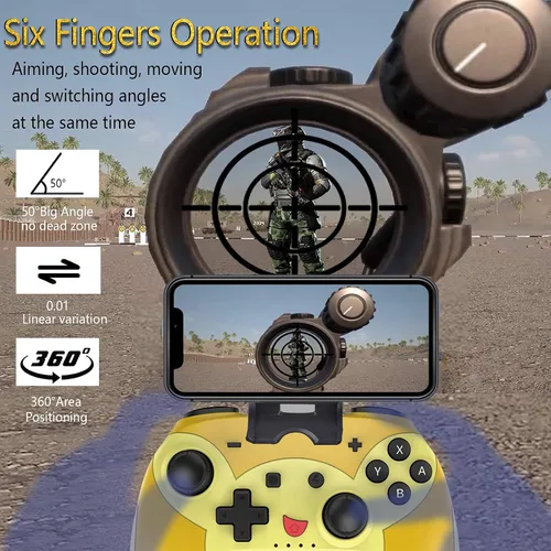 Vista 6 de arVin Control de juego para SwitchiPhoneiPadiOSAndroidTablet Controller Gamepad para Call of Duty Mobile, Apex Legends, Genshin Impact, Joystick