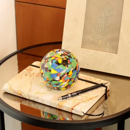 Vista 2 de Ca D Oro Bola Grande Pisapapeles Multicolor Confeti Soplado a Mano Estilo Murano Arte Vidrio