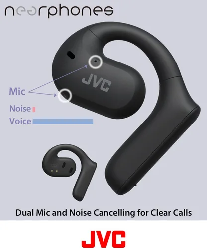 Vista 6 de JVC Nearphones Auriculares inalámbricos de oreja abierta con controladores grandes de 0.63 pulgadas para un sonido potente, uso de una sola oreja