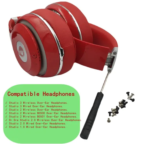 Vista 3 de Studio 3 - Juego de 16 tornillos para diadema – Tornillos de repuesto para auriculares Beats Studio 1 2 3 con destornillador