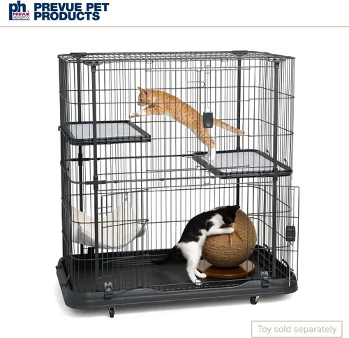 Vista 8 de Productos para mascota Prevue, casa para gatos de 3 pisos, Negro