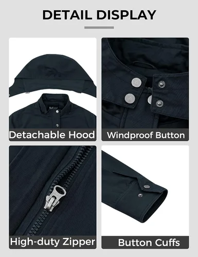 Vista 5 de Soularge Chaqueta militar de algodón con capucha desmontable para mujer