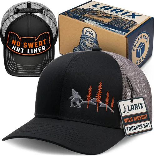 Vista 14 de LARIX Trucker Hat Men - Snapback Cap with Breatheable Mesh Back, Hats for men, Mens Hat, Mens Trucker Hats Negro (Wb)