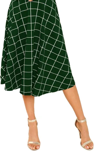 Vista 4 de Floerns - Vestido de cuello alto a cuadros para mujer