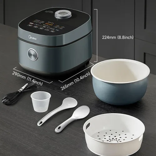 Vista 7 de Midea Olla Arrocera para 8 Tazas de Arroz Crudo, Olla Arrocera de Cerámica Antiadherente con Olla Interior Recubierta de Celadón, 15 Programas