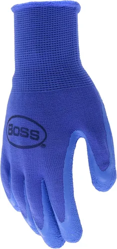 Vista 4 de BOSS Guantes de trabajo recubiertos de látex arrugado con agarre táctil para mujer, 2 paquetes, resistentes a la abrasión y al agua, talla grande