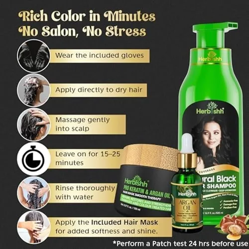 Vista 6 de Herbishh After Color Shampoo Combo contiene champú color para el cabello, tinte para el cabello, 16.9 fl oz de aceite de argán, 1.0 fl oz