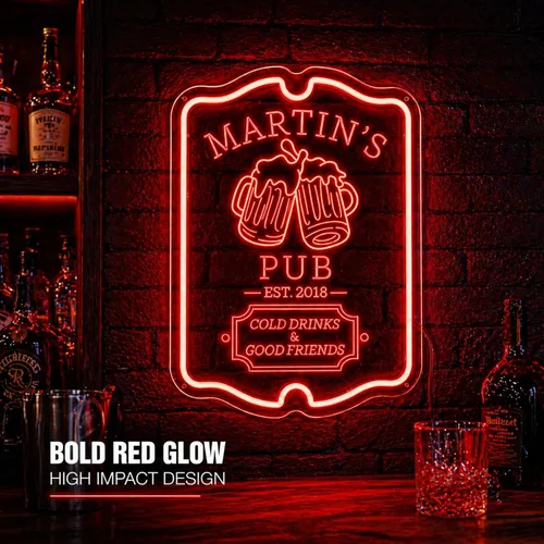 Vista 9 de Letrero de barra de neón personalizado para bar en casa, hecho a mano, regulables, personalizables, barras de neón 3D, letrero de luz de cerveza
