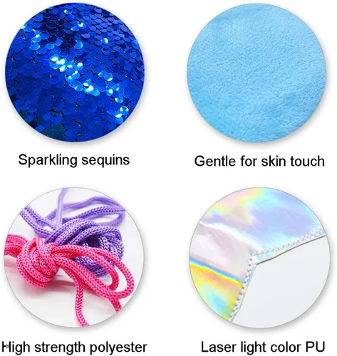 Vista 3 de Monedero de lentejuelas con cola de sirena para niños y niñas 6 unidades con brillantes colas de purpurina llaveros de cola de sirena 6