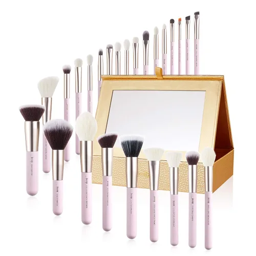 Vista 17 de Jessup Juego de 25 brochas de maquillaje profesional, base, polvo, corrector, sombra de ojos, difuminado, rubor, iluminador, brochas de cerdas