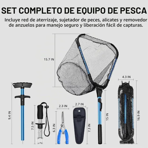 Vista 6 de Foldable Kayak Landing Net Kit, 4PCS Fishing Tool Set Kits de herramientas de pesca azules de 4 piezas