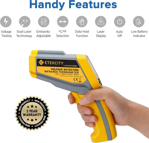 Vista 7 de Etekcity Termómetro infrarrojo Lasergrip 1030D (no para humanos) con filtro de temperatura sin contacto con láser dual, de 58 °F a 1022 ℉