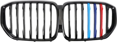 Vista 17 de Parrilla de riñón para parachoques delantero, color negro brillante, compatible con BMW X5 E70 X6 E71 2007-2014 doble listón doble línea