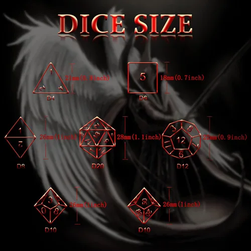 Vista 6 de Dados DND, juego de dados de metal D&D Dungeons and Dragons, juego de dados huecos poliédricos, dados para juegos de rol, dados D y D