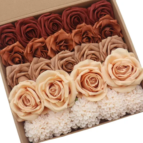 Vista 5 de D-Seven Flores artificiales, combo de terracota otoñal Otoño Terracota