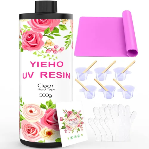 Vista 8 de YIEHO Resina UV – Resina epoxi de curado UV duro y transparente mejorada, suministros para principiantes para fabricación de joyas artesanales, 3.53