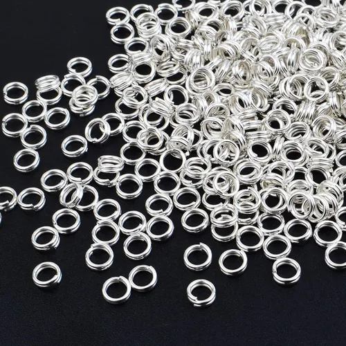 Vista 4 de Aylifu 500 anillos redondos de 0.157 pulgadas, anillos divididos de doble bucle, mini llaveros accesorios para dijes de llaves, manualidades, Plata