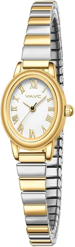 Vista 7 de Relojes pequeños de oro para mujer, reloj analógico para mujer con banda de expansión de acero inoxidable, esfera romana ovalada, resistente al agua