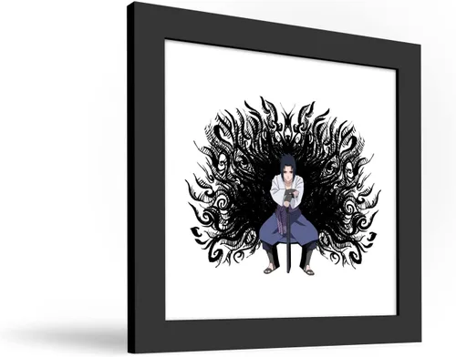 Vista 2 de Gallery Pops Naruto Shippuden - Sasuke Uchiha Amaterasu - Arte de pared, versión enmarcada negra, 12 x 12 pulgadas