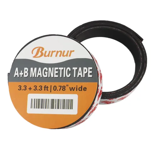 Vista 2 de Cinta magnética A+B, tiras magnéticas de 3.3 pies+3.3 pies con respaldo adhesivo Rollos de cierre de cinta magnética multiusos autoadhesiva A B