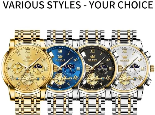 Vista 9 de OLEVS Reloj de pulsera ajustable de acero inoxidable impermeable para hombre, reloj analógico de cuarzo para hombre, moda de negocios, clásico