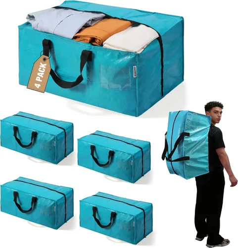 Vista 25 de WORKPRO 1 paquete de bolsas de mudanza extra grandes con cremalleras y asas de transporte, correas de mochila, bolsa de almacenamiento resistente