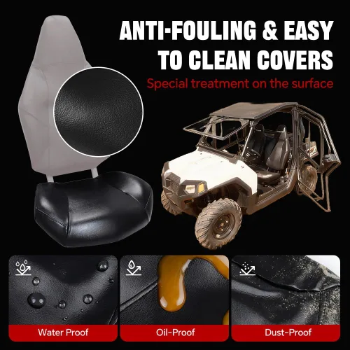 Vista 5 de CHEDA Funda de asiento, compatible con Polaris RZR 570 800 900 2008+ 2008, cuero estándar negro Leather Standard Black