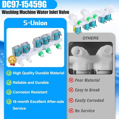 Vista 8 de UPGRADE DC97-15459G - Conjunto de válvula de entrada de agua compatible con válvula de entrada de lavadora Samsung DC97-15459G 3276197 AP5623056