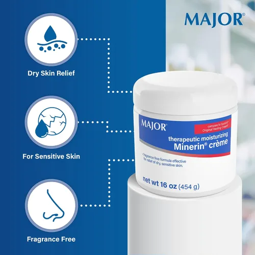 Vista 5 de MAJOR Minerin Créme hidratante terapéutico, crema hidratante corporal para piel seca, sin fragancia, 16 onzas (paquete de 1)