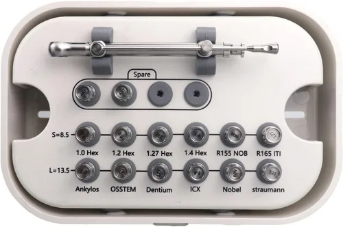Vista 6 de NSKI Kit de prótesis de llave dinamométrica de implante, herramientas de destornillador universal, trinquete 10-70NCM con kit de controladores