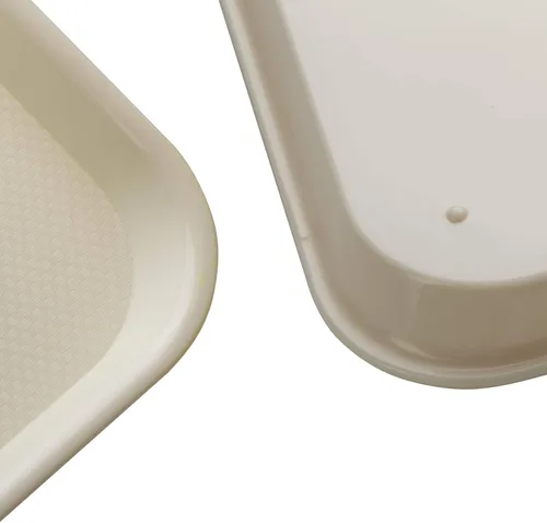 Vista 3 de Eslite Bandejas rectangulares de plástico para servir, bandejas de cafetería de comida rápida, 17 x 13 pulgadas, juego de 6 (beige)