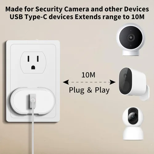 Vista 4 de ACAGET Cable de carga USB a USB-C de 32 pies, cable de extensión de alimentación para Vimtag Mini G3 Xiaomi Smart Camera C400 C500 Pro, cable