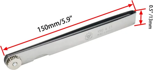 Vista 3 de Medidor de espesor, 17 cuchillas de 0.001 in a 0.039 in de grosor, herramienta de medición de espacio de 5.906 in/5.9 pulgadas de longitud