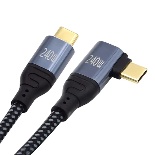 Vista 11 de Cable USB-C de 240 W tipo C 480 Mbps 48 V 5 A de perfil bajo en ángulo de 90 grados compatible con USB 2.0 100 W de carga para portátil, tableta
