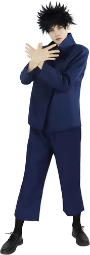 Vista 2 de C-ZOFEK Disfraz de cosplay de Megumi Fushiguro para hombre, talla de EE. UU., chaqueta de cuello alto, pantalones, trajes de anime