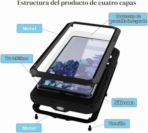 Vista 2 de LOVE MEI Funda militar resistente para Samsung Galaxy S20 FE 5G, con protector de pantalla de vidrio templado, a prueba de golpes, a prueba de Negro