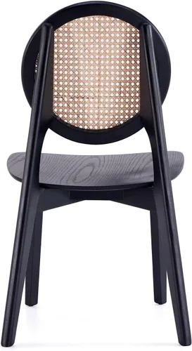 Vista 7 de Manhattan Comfort Versalles - Silla de comedor de ratán, respaldo redondo de mimbre con marco de madera maciza de fresno, sillas totalmente