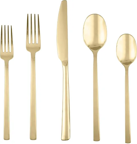 Vista 9 de Cambridge Silversmiths Beacon Juego de 20 piezas, servicio para 4, espejo de cobre/oro rosa