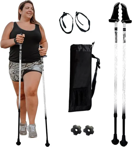 Vista 35 de York Nordic Bastones de senderismo motivadores grandes y altos para equilibrio y rehabilitación, 2 piezas, fuertes bloqueos de botón, patas de goma